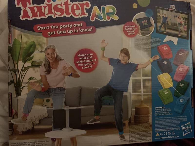  Hasbro Gaming Twister Air Game, AR App Play Game with Wrist  and Ankle Bands, Links to Smart Devices, Active Party Games for Kids and  Adults, Ages 8+