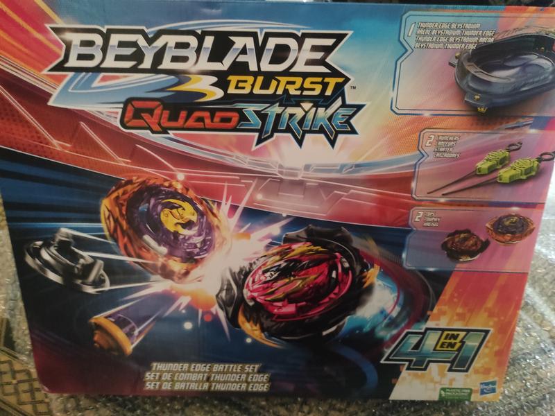 Beyblade Burst QuadStrike Thunder Edge Battle Set, Battle Game Set with  Beystadium, 2 Spinning Top Toys, and 2 Launchers for Ages 8 and Up