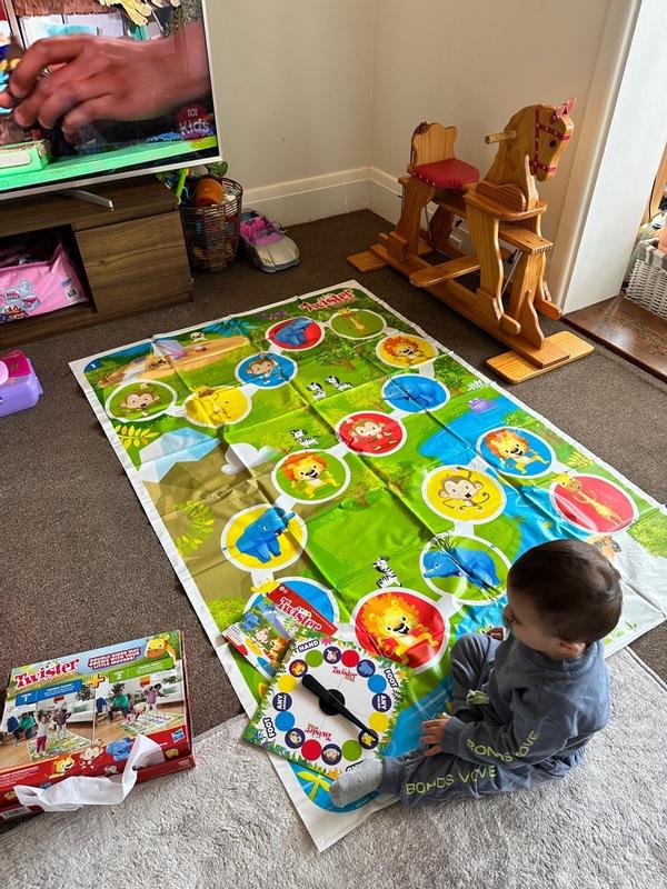 Hasbro Jeu Twister Junior, tapis réversible aventure animalière