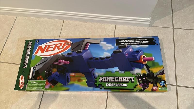 Nerf Minecraft Ender Dragon Blaster, 4-Dart Internal Clip, 12 Nerf Elite  Foam Darts, Design Inspired by Minecraft Mob in the Game