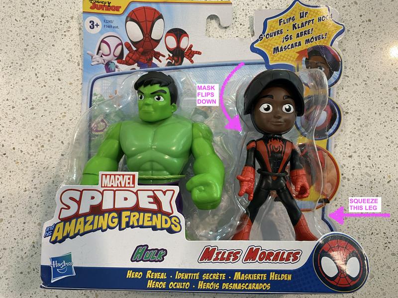 Marvel Spidey and His Amazing Friends pack de 2 figurines Identité secrète  Miles Morales et Hulk - Marvel