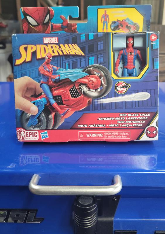 Spider-Man Marvel Web Blast Cycle, 4-Inch Action Figure with Vehicle and 2  Web Projectiles, Kids Playset for Ages 4 and Up