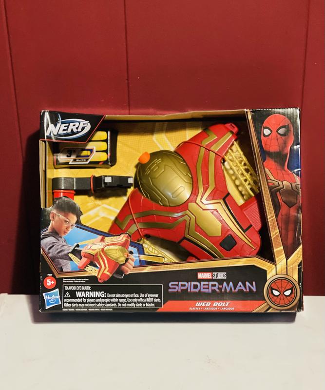 Spider-Man Marvel Spiderbolt NERF Powered Blaster Toy, Fires Darts,  Includes 3 D