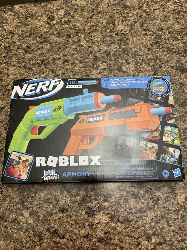 NERF Roblox Jailbreak Armory 2 Blasters w/ Hammer Action Priming, 10 Darts,  8+