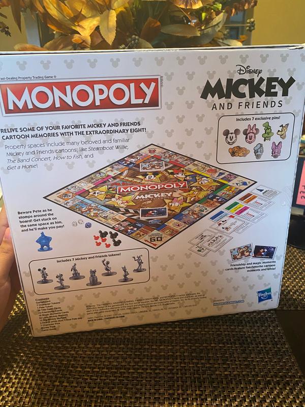 Monopoly: Disney Mickey and Friends Edition Board Game, Ages 8+, for Disney  Fans, Exclusive Disney Pins - Monopoly