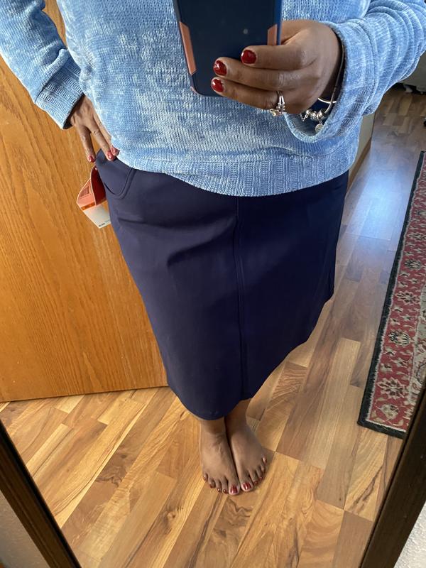 5’3 Skort goes past my knees. So comfortable