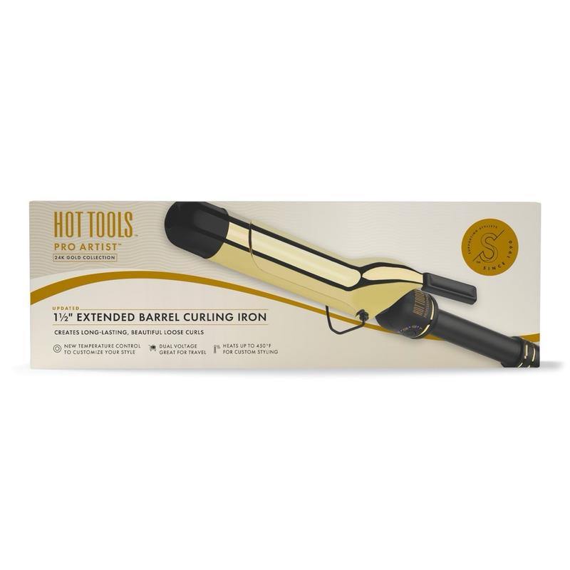 Hot Tools 24K Gold Extended Barrel Curling Iron 1/2 Inch