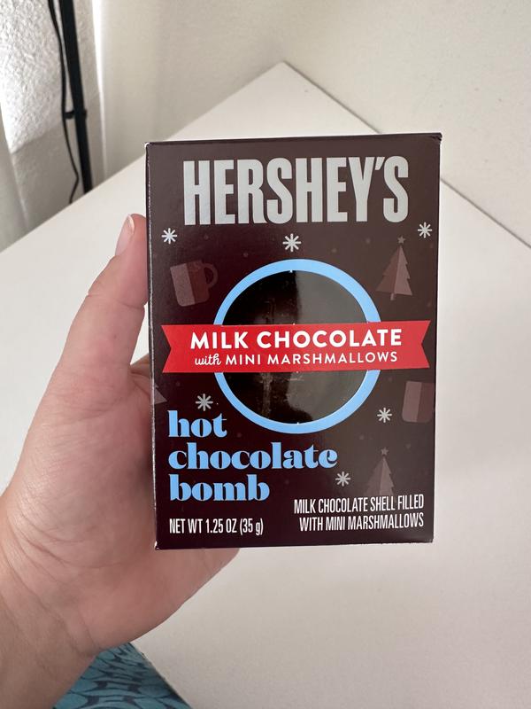 HERSHEY'S Holiday Milk Chocolate with Mini Marshmallows Hot Chocolate Bomb,  1.25 oz box