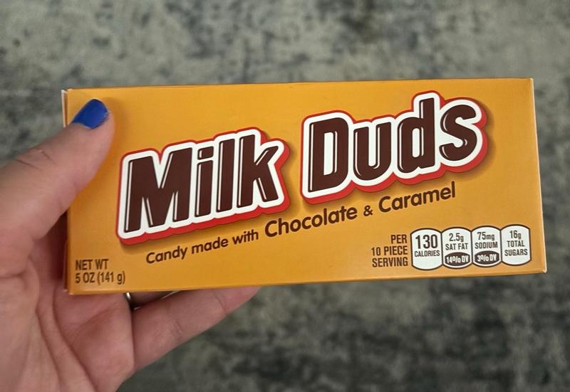 MILK DUDS Chocolate and Caramel Candy Box, 5 oz