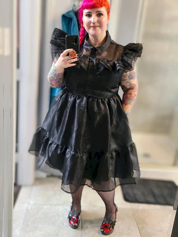 green emerald velvet dress Wednesday Addams-Inspired Black Mini Dress with Corset & Layered Skirt, Halloween Corset 28