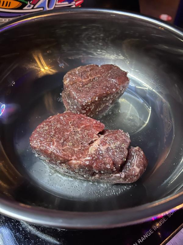 Beef filets searing in Essential Pan