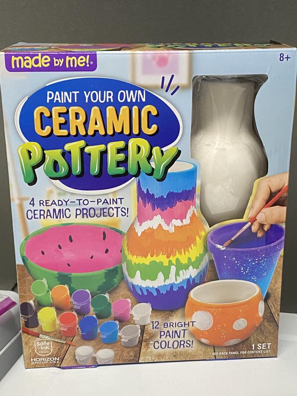  Made By Me Paint Your Own Ceramic Pottery, Fun Ceramic Painting  Kit for Kids, Paint Your Own Ceramic Pottery Dish, Flower Pot, Vase & Bowl,  Great Staycation Activity for Kids Ages