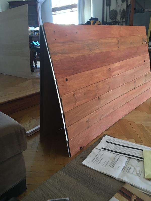 Foldaway photo backdrop under construction