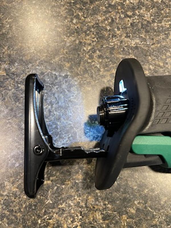 Max the blade guard and locking mechanism will advance