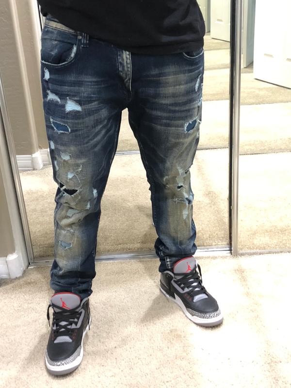 grindhouse men's sanded ripped jeans