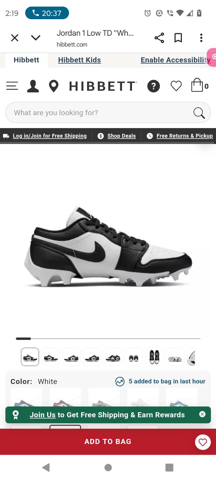 Jordan 1 Low TD Men's Low Top Round Toe Football Cleat - White