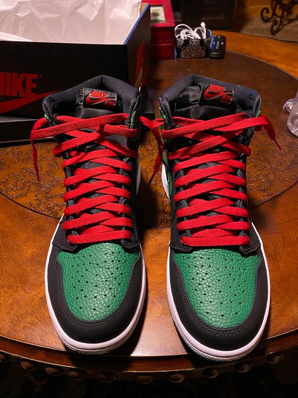 pine green 1s red laces