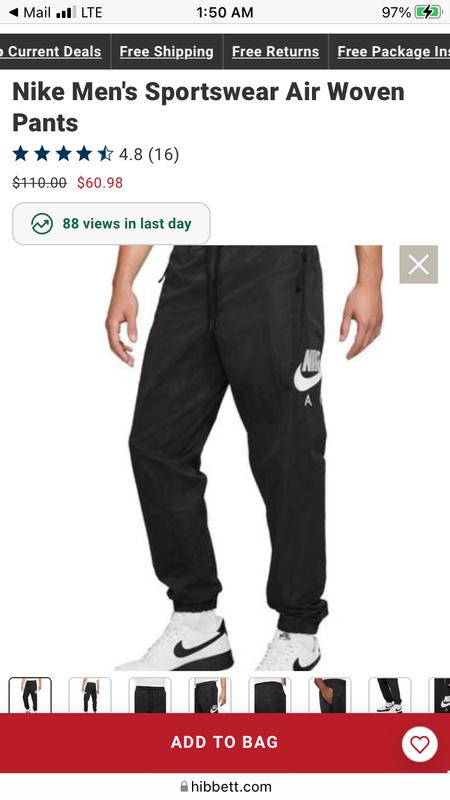 nike men's sportswear air woven pants