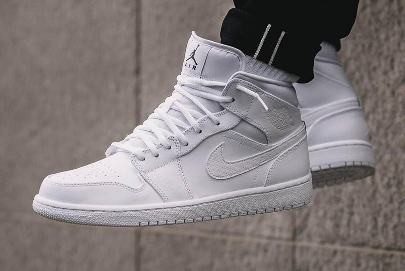 All-White Leather Midtop Sneaker Air Jordan 1 Mid | Hibbett
