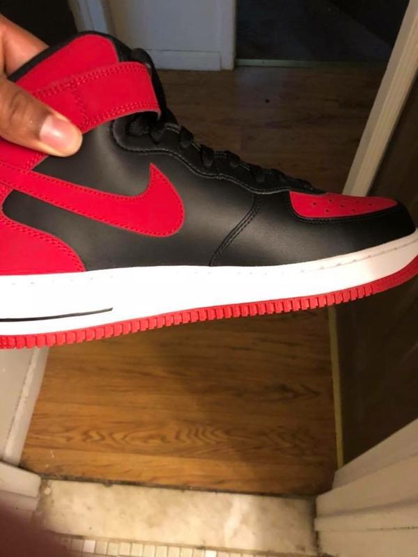 red and black air force ones high top