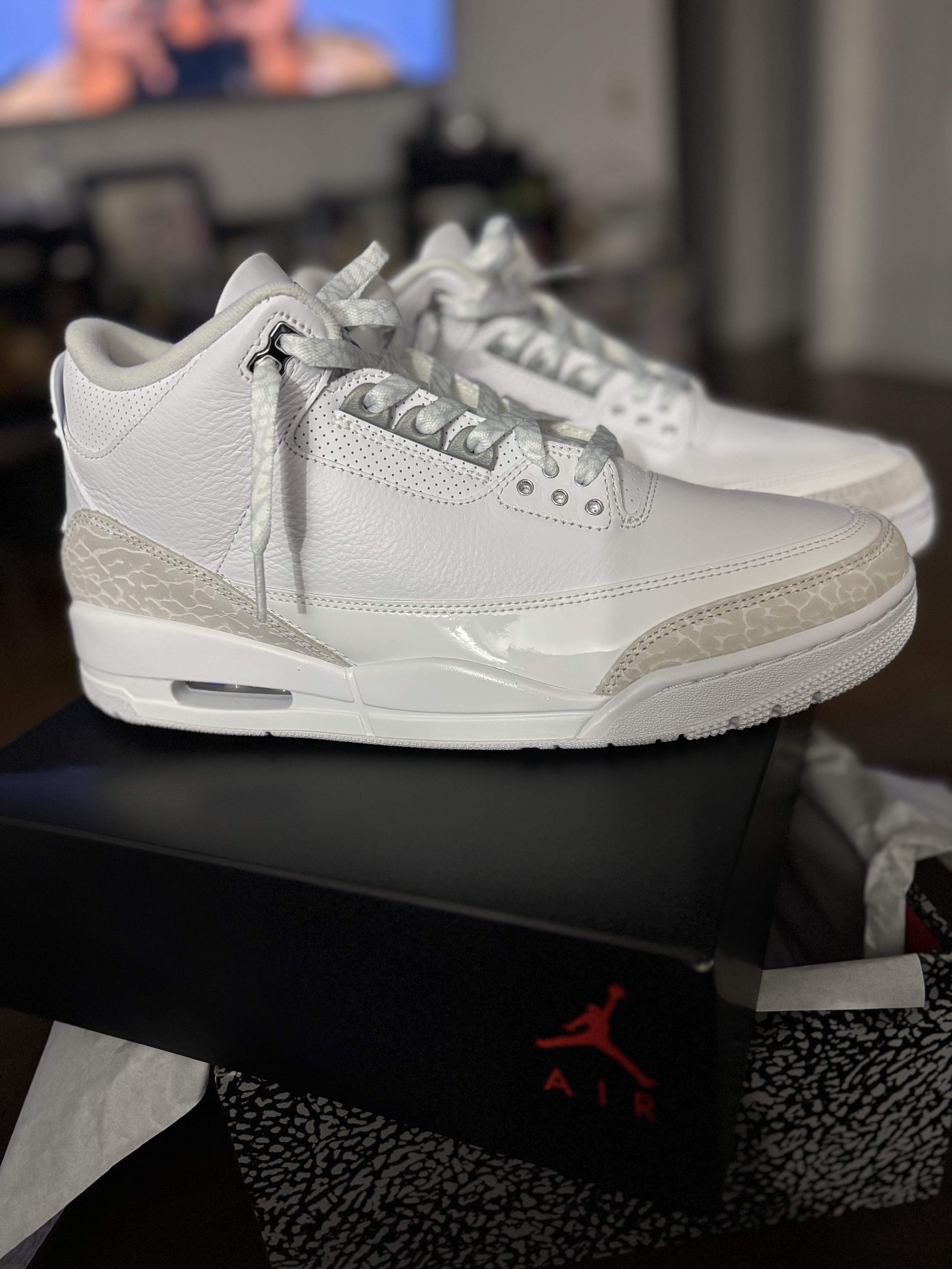 Air Jordan Retro 3 'Pure Money' Men's High-Top Leather - White
