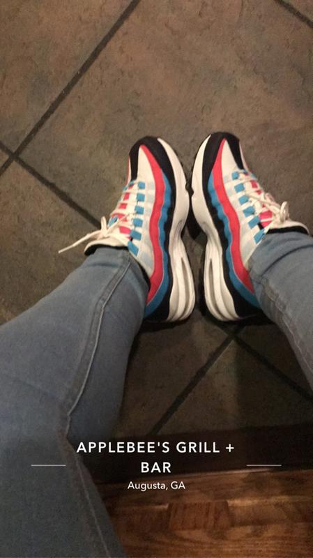 pink blue and white air max 95