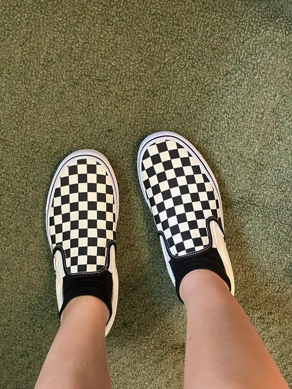 Black and clearance white checkered vans