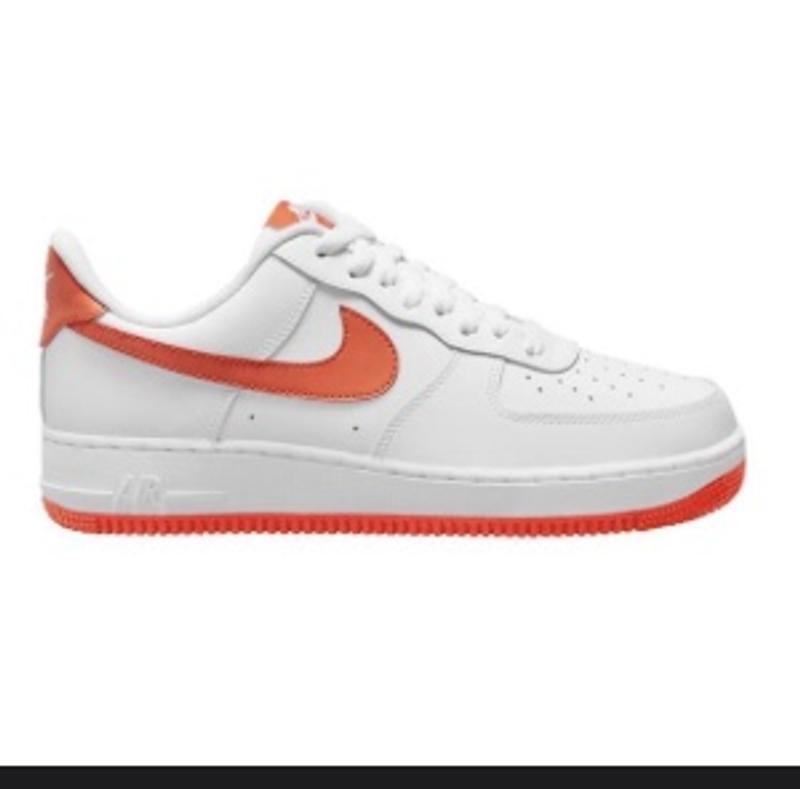 White air force outlet ones with orange swoosh