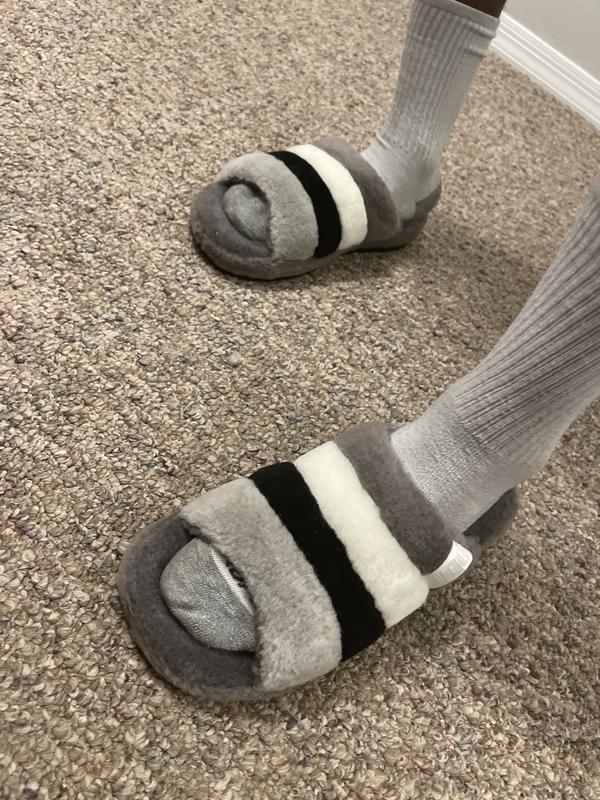 Black white and discount gray ugg slides