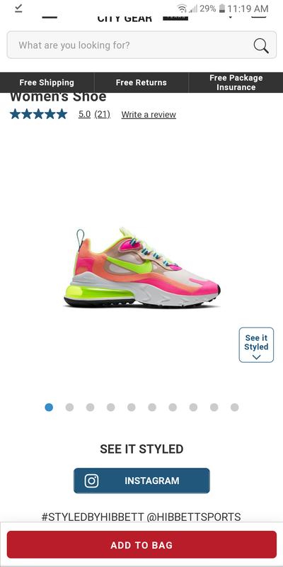 nike air max 270 react pink/volt women's shoe