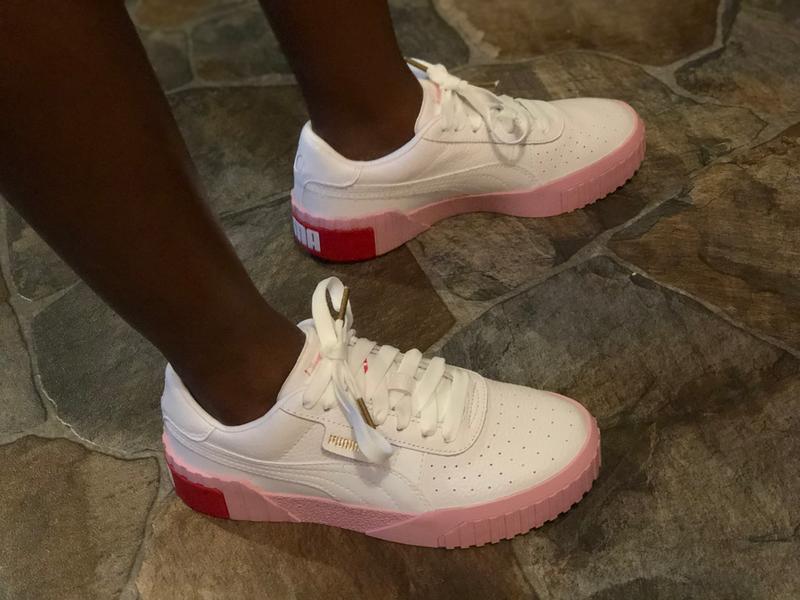 puma cali white and pink sneakers