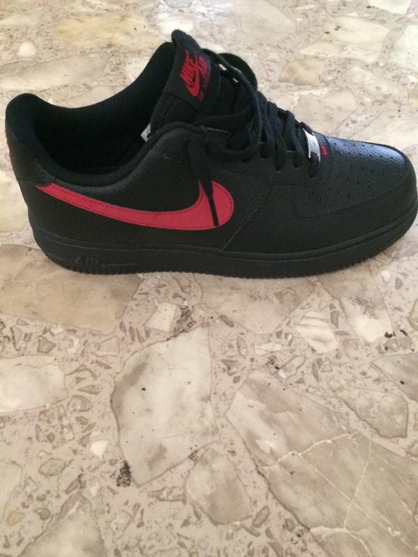 red and black mid top air force ones