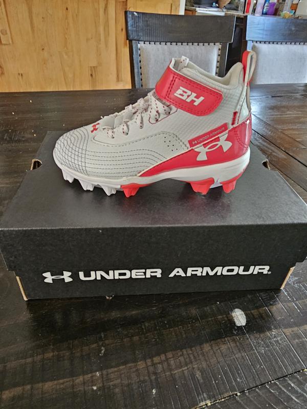 Under Armour Harper 7 USA Mid RM Jr. Youth Baseball Cleats - Red / White / Blue 3.5