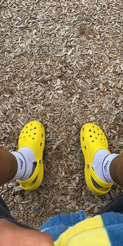 mens crocs on feet