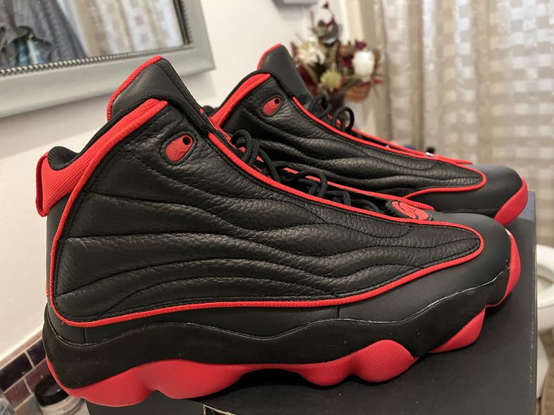 Jordan pro strong red and black sale