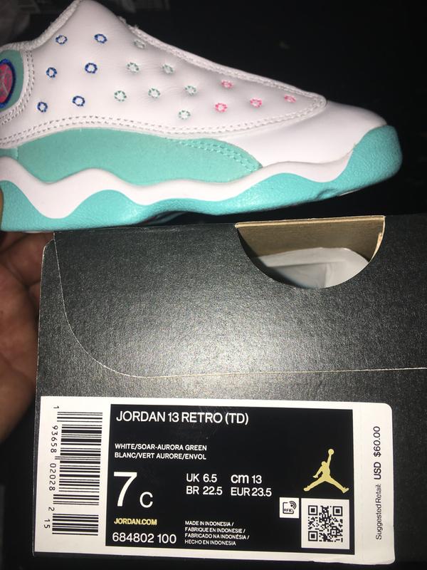 retro 13 white soar aurora green