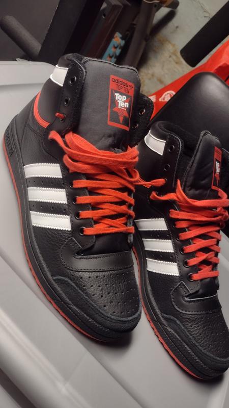 adidas Top Ten Hi Black/Semi Orange Men's Shoe - Hibbett