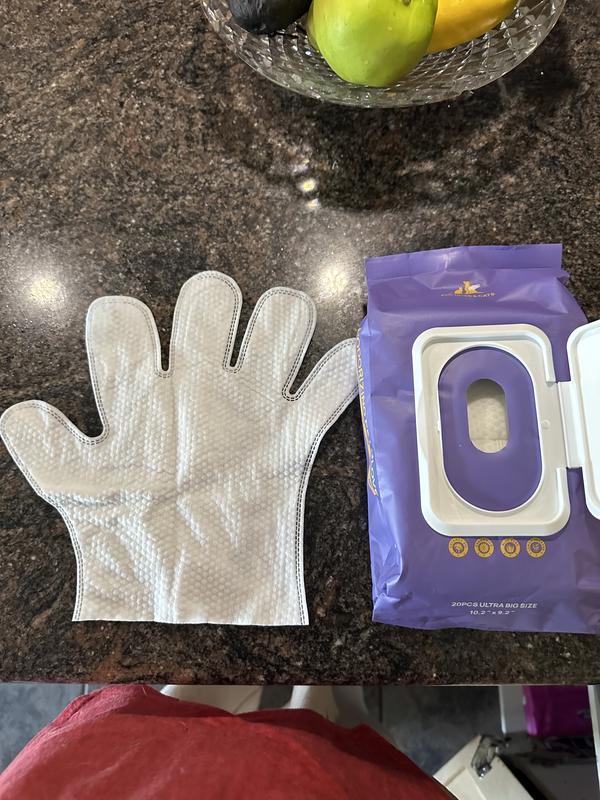 Glove in its packaging which keeps each one fresh once the package is opened