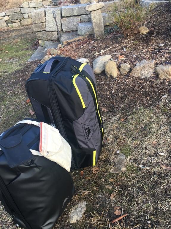 my two High Sierra bags I took to New Zealand and my nixray emf protection bag for my cell phone