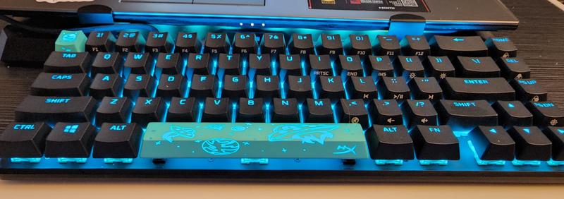 Keyboard in use with the included space key and esc key design