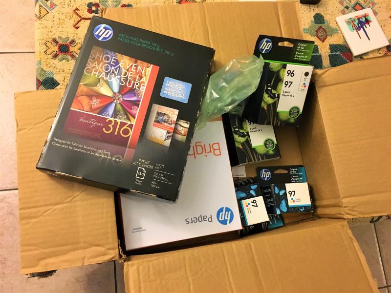 My HP 96&97 Inkjet Ink & Bright White Paper & Special 2 sided printable Paper.