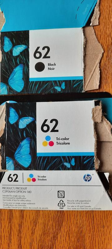 HP 62 cartouche d'encre trois couleurs authentique 62 cartouche d
