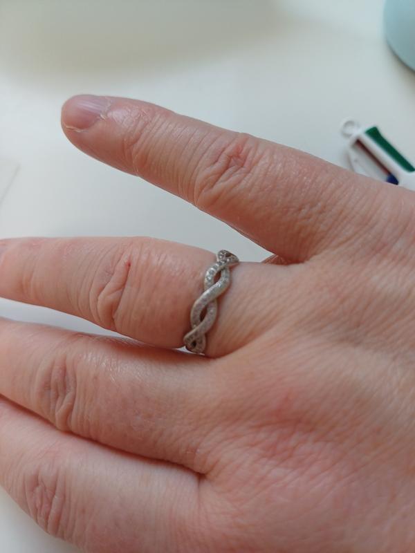 ★TOU★ [Silver925] NC016 Twist Combi Ring Sterling Silver Cubic Zirconia Twisted Eternity Ring | H.Samuel