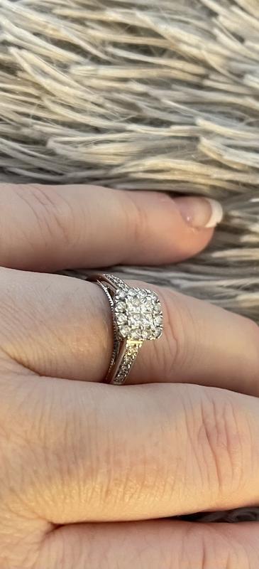 Princessa 9ct White Gold 0.50ct Diamond Cluster Ring H.Samuel