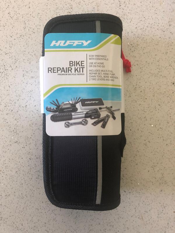 HUFFY Premium Bicycle Tire Repair Tool Kit w/ Folding Multi-Tool 3 Levers 