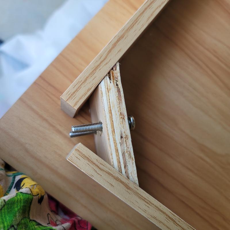 Cracked pieces underneath the table