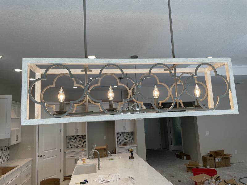Hunter Gablecrest 4-Light Burnished Off-white Rustic Led Chandelier