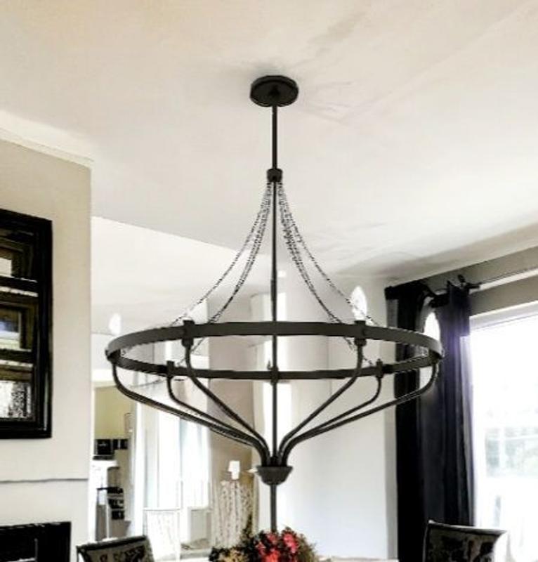 Hunter Merlin 7-Light Satin Brown Industrial Led Chandelier