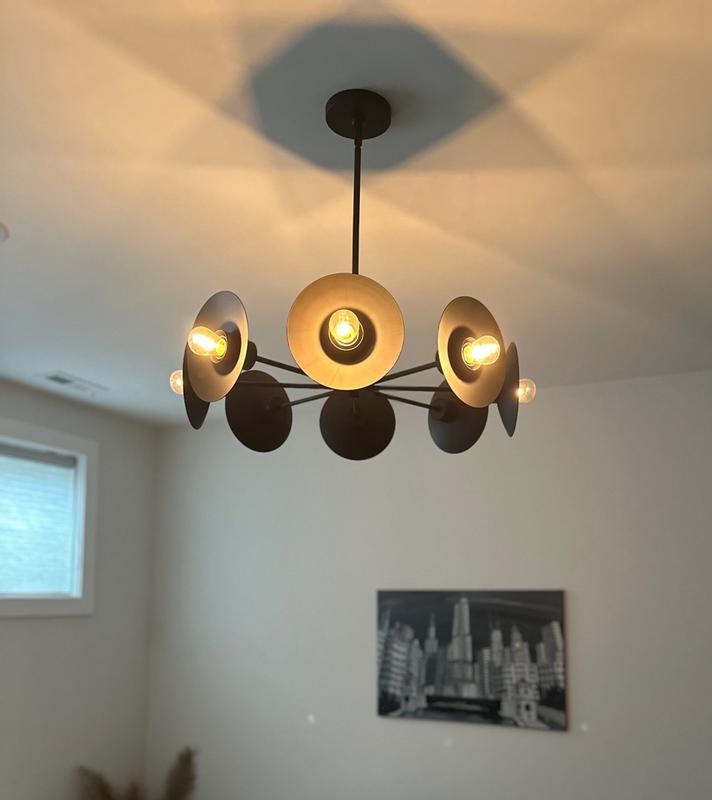 Hunter Fernando 8-Light Matte Black Modern/ContemporaryBare Bulb Chandelier