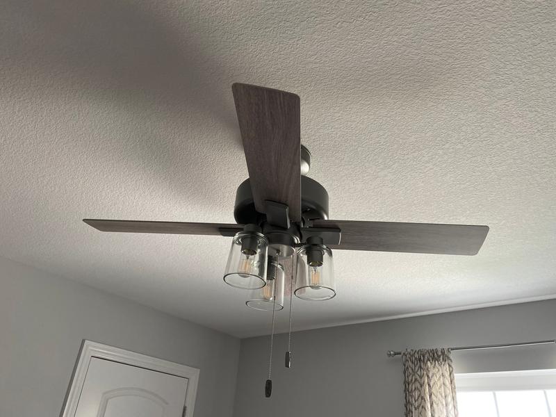 44 Hunter Pelston Indoor Ceiling Fan with LED Light and Pull Chain Matte Silver